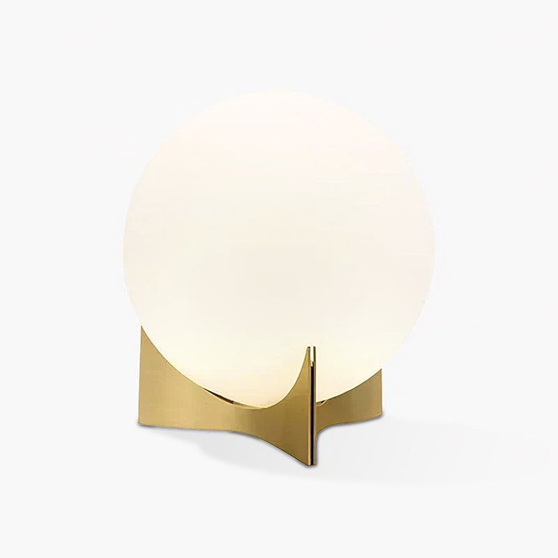 Contemporary Geometric Metal Table Lamp with White Spherical Glass Shade