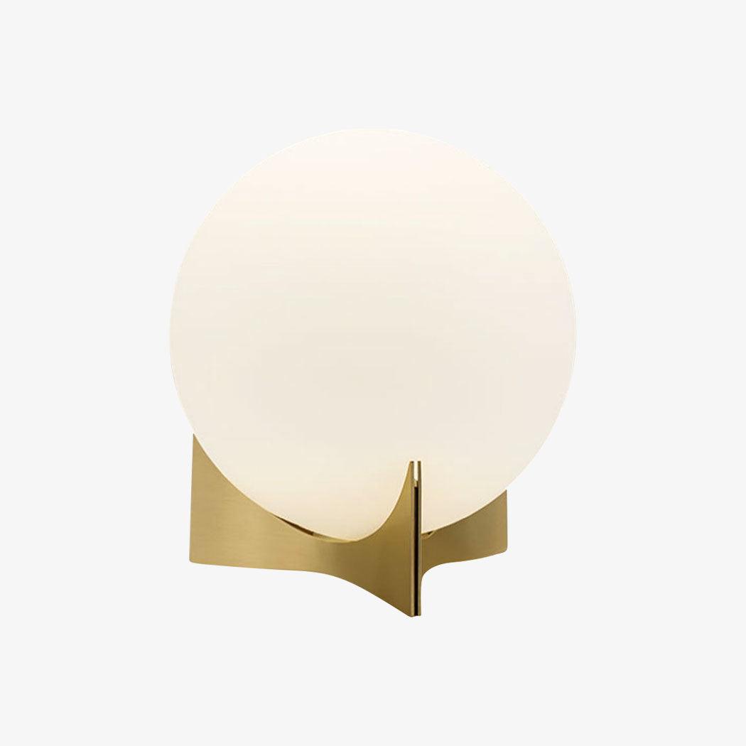 Contemporary Geometric Metal Table Lamp with White Spherical Glass Shade
