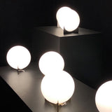 Contemporary Geometric Metal Table Lamp with White Spherical Glass Shade