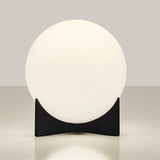 Contemporary Geometric Metal Table Lamp with White Spherical Glass Shade