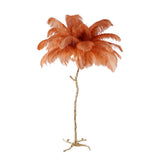 Luxurious Ostrich Feather Floor Lamp with Polished Brass Base Elegant Gold Standing Light for Living Room