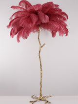 Luxurious Ostrich Feather Floor Lamp with Polished Brass Base Elegant Gold Standing Light for Living Room