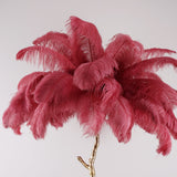 Luxurious Ostrich Feather Floor Lamp with Polished Brass Base Elegant Gold Standing Light for Living Room