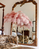 Luxurious Ostrich Feather Floor Lamp with Polished Brass Base Elegant Gold Standing Light for Living Room
