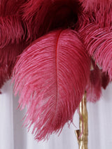 Luxurious Ostrich Feather Floor Lamp with Polished Brass Base Elegant Gold Standing Light for Living Room
