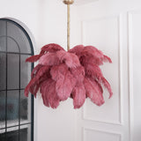 Natural Ostrich Feather Gasolier Chandelier with Polished Brass Frame for Luxury Interiors