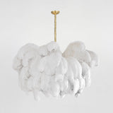 Natural Ostrich Feather Gasolier Chandelier with Polished Brass Frame for Luxury Interiors
