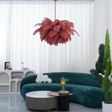 Natural Ostrich Feather Gasolier Chandelier with Polished Brass Frame for Luxury Interiors