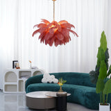 Natural Ostrich Feather Gasolier Chandelier with Polished Brass Frame for Luxury Interiors
