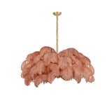 Natural Ostrich Feather Gasolier Chandelier with Polished Brass Frame for Luxury Interiors