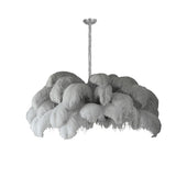 Natural Ostrich Feather Gasolier Chandelier with Polished Brass Frame for Luxury Interiors