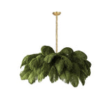 Natural Ostrich Feather Gasolier Chandelier with Polished Brass Frame for Luxury Interiors