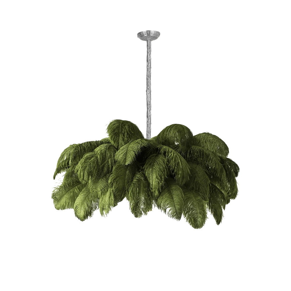 Natural Ostrich Feather Gasolier Chandelier with Polished Brass Frame for Luxury Interiors