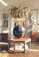 Natural Ostrich Feather Gasolier Chandelier with Polished Brass Frame for Luxury Interiors