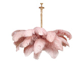 Natural Ostrich Feather Gasolier Chandelier with Polished Brass Frame for Luxury Interiors