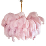 Natural Ostrich Feather Gasolier Chandelier with Polished Brass Frame for Luxury Interiors