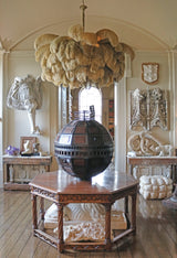Natural Ostrich Feather Gasolier Chandelier with Polished Brass Frame for Luxury Interiors