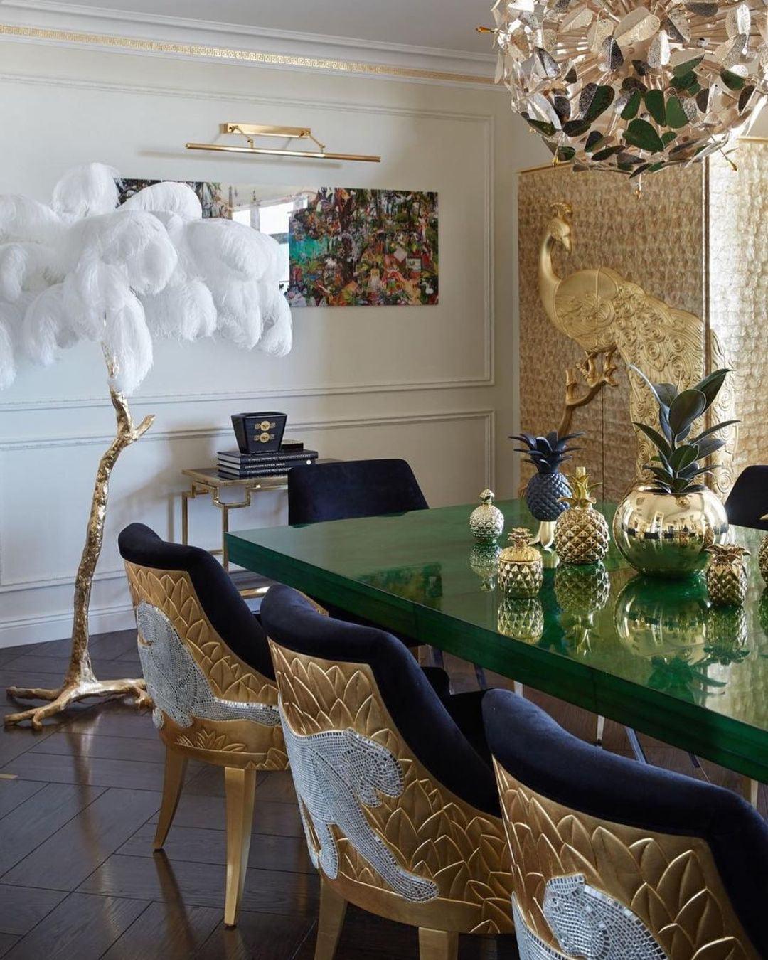 Luxurious Ostrich Feather Floor Lamp with Polished Brass Base Elegant Gold Standing Light for Living Room