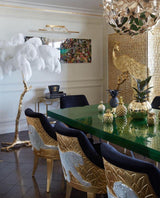 Luxurious Ostrich Feather Floor Lamp with Polished Brass Base Elegant Gold Standing Light for Living Room