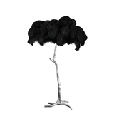 Luxurious Ostrich Feather Floor Lamp with Polished Brass Base Elegant Gold Standing Light for Living Room