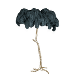 Luxurious Ostrich Feather Floor Lamp with Polished Brass Base Elegant Gold Standing Light for Living Room