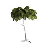Luxurious Ostrich Feather Floor Lamp with Polished Brass Base Elegant Gold Standing Light for Living Room