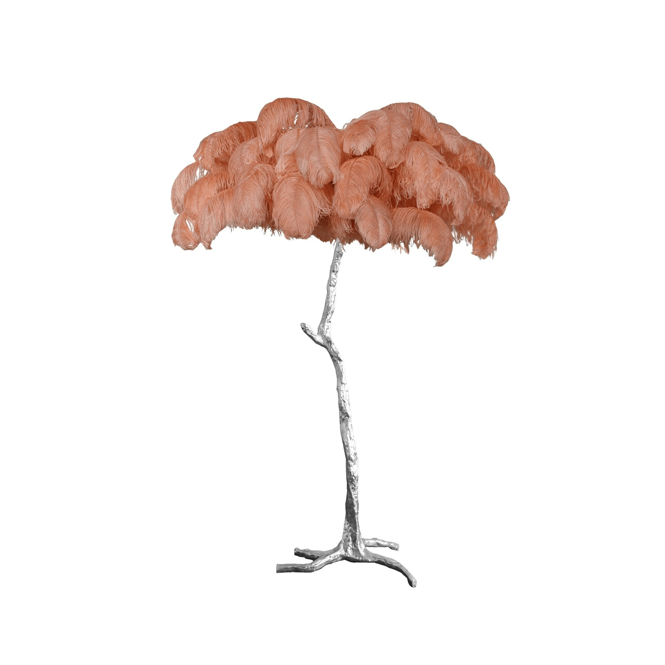 Luxurious Ostrich Feather Floor Lamp with Polished Brass Base Elegant Gold Standing Light for Living Room