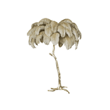 Luxurious Ostrich Feather Floor Lamp with Polished Brass Base Elegant Gold Standing Light for Living Room