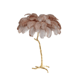Luxurious Ostrich Feather Floor Lamp with Polished Brass Base Elegant Gold Standing Light for Living Room