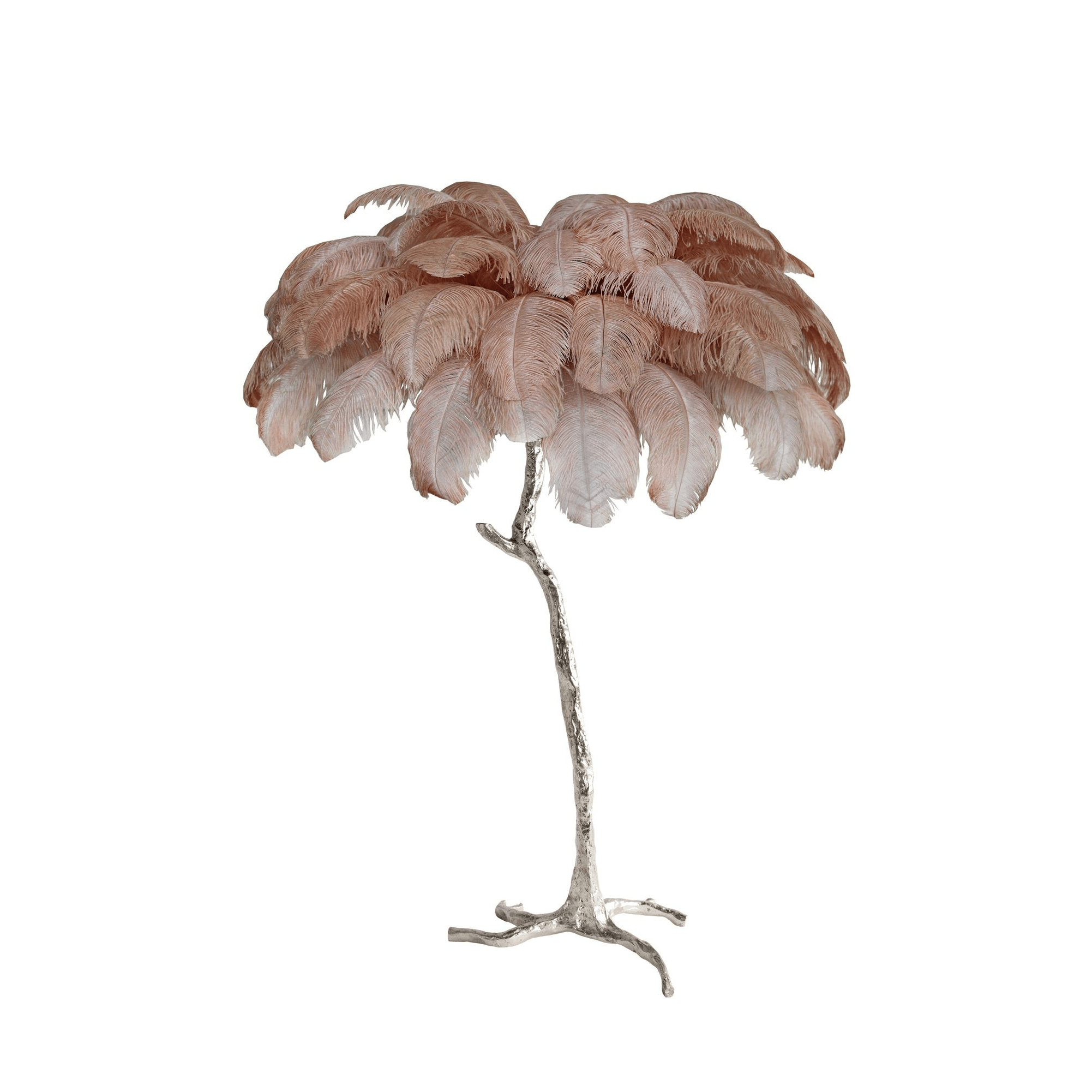 Luxurious Ostrich Feather Floor Lamp with Polished Brass Base Elegant Gold Standing Light for Living Room