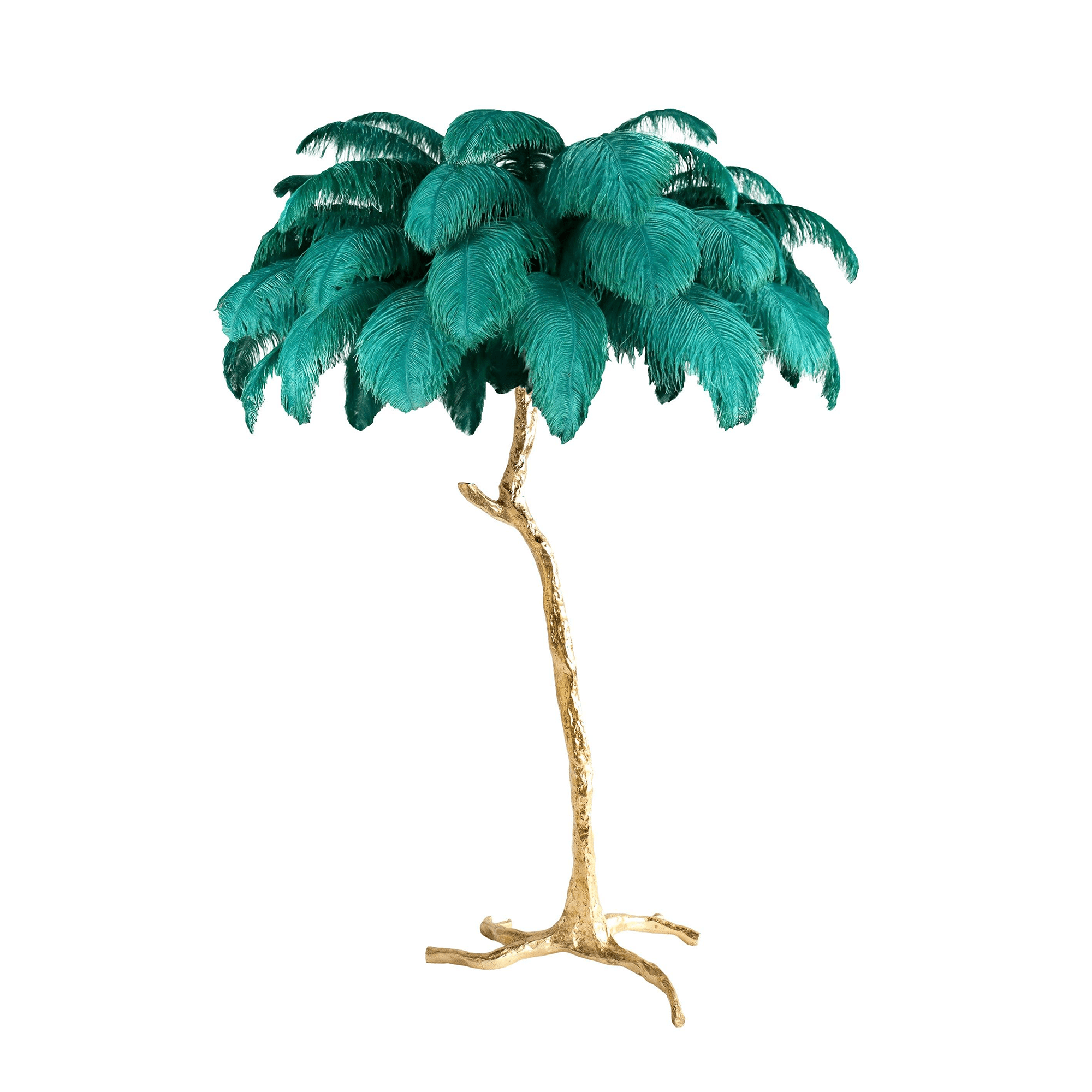 Luxurious Ostrich Feather Floor Lamp with Polished Brass Base Elegant Gold Standing Light for Living Room