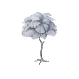 Luxury Ostrich Feather Palm Tree Table Lamp with Brass Base and Portable Design