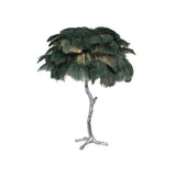 Luxury Ostrich Feather Palm Tree Table Lamp with Brass Base and Portable Design