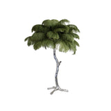 Luxury Ostrich Feather Palm Tree Table Lamp with Brass Base and Portable Design