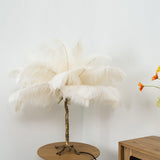 Luxury Ostrich Feather Palm Tree Table Lamp with Brass Base and Portable Design