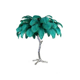 Luxury Ostrich Feather Palm Tree Table Lamp with Brass Base and Portable Design