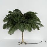Luxury Ostrich Feather Palm Tree Table Lamp with Brass Base and Portable Design