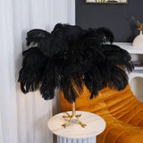 Luxury Ostrich Feather Palm Tree Table Lamp with Brass Base and Portable Design