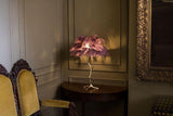 Luxury Ostrich Feather Palm Tree Table Lamp with Brass Base and Portable Design
