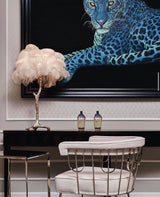 Luxury Ostrich Feather Palm Tree Table Lamp with Brass Base and Portable Design