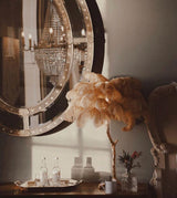 Luxury Ostrich Feather Palm Tree Table Lamp with Brass Base and Portable Design