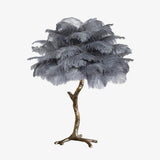 Luxury Ostrich Feather Palm Tree Table Lamp with Brass Base and Portable Design