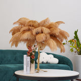Luxury Ostrich Feather Palm Tree Table Lamp with Brass Base and Portable Design