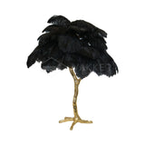 Luxury Ostrich Feather Palm Tree Table Lamp with Brass Base and Portable Design