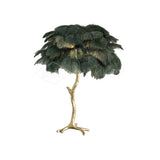 Luxury Ostrich Feather Palm Tree Table Lamp with Brass Base and Portable Design