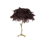 Luxury Ostrich Feather Palm Tree Table Lamp with Brass Base and Portable Design