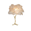 Luxury Ostrich Feather Palm Tree Table Lamp with Brass Base and Portable Design
