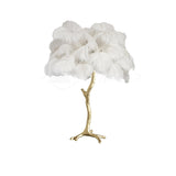 Luxury Ostrich Feather Palm Tree Table Lamp with Brass Base and Portable Design