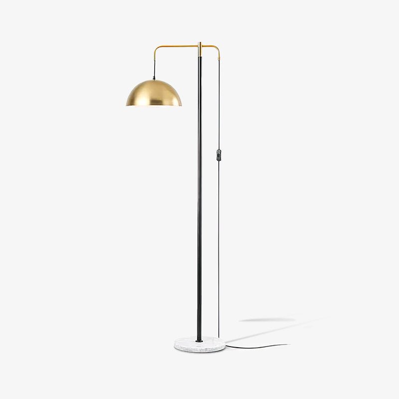 Otto Contemporary Arched Floor Lamp with Metal Shade and Marble Base for Modern Living Rooms