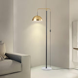 Otto Contemporary Arched Floor Lamp with Metal Shade and Marble Base for Modern Living Rooms